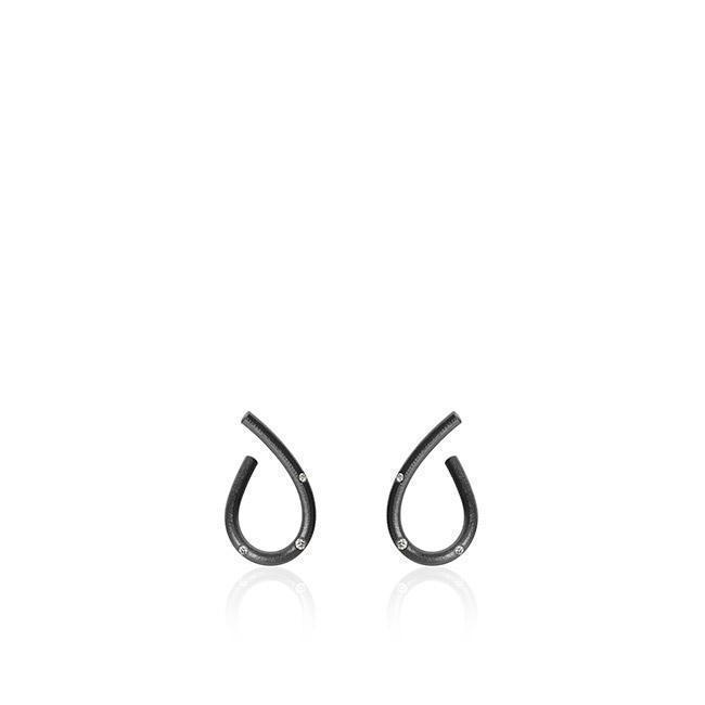 KHARISMA øreringe lille oxyderet sølv med diamanter-Dulong Fine Jewelry-Guldsmed Lauridsen